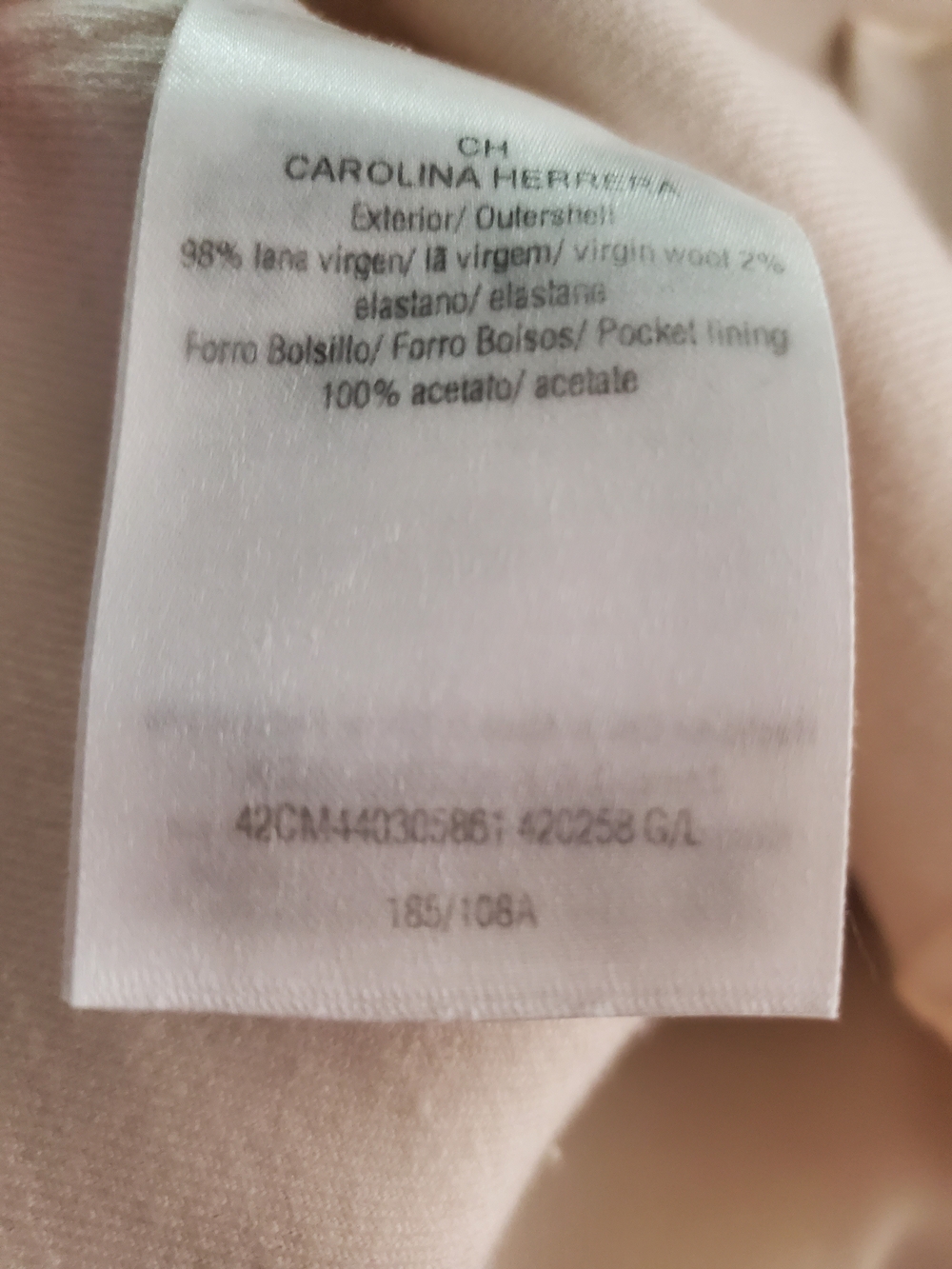 Carolina Herrera Cream Button-Front Jacket Virgin Wool Blazer Women's Size Large - Picture 4 of 11